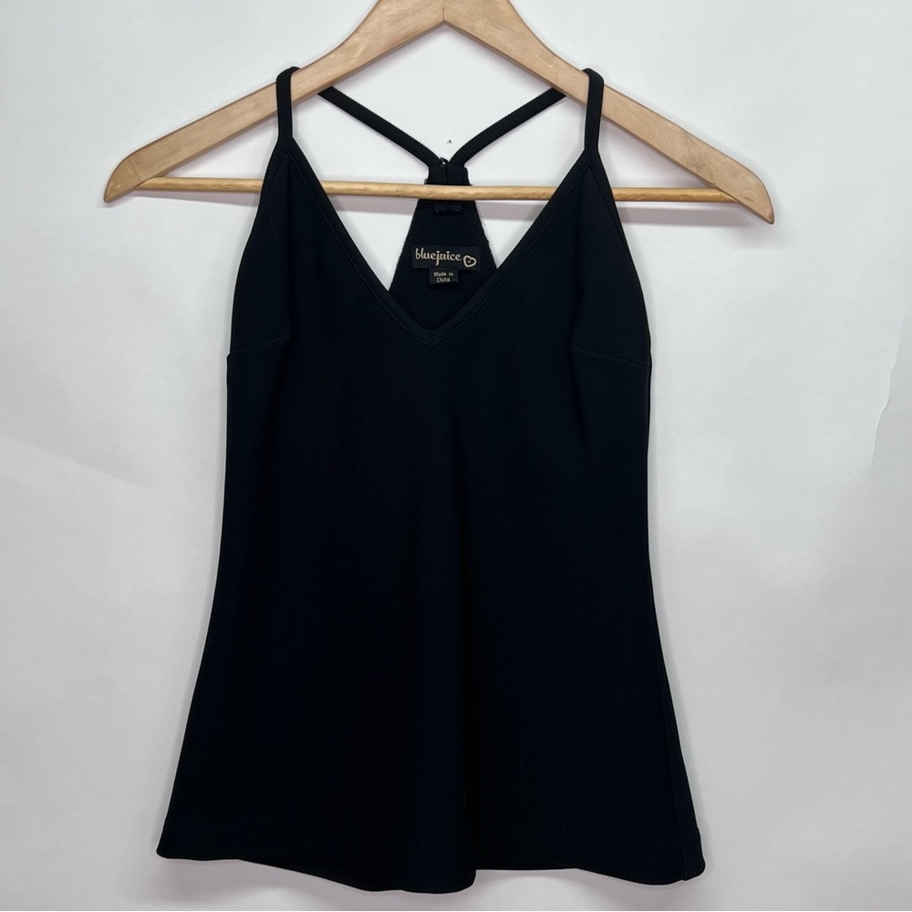 Blue juice Women’s Black Strappy Evening tank Top Sequin Size Small